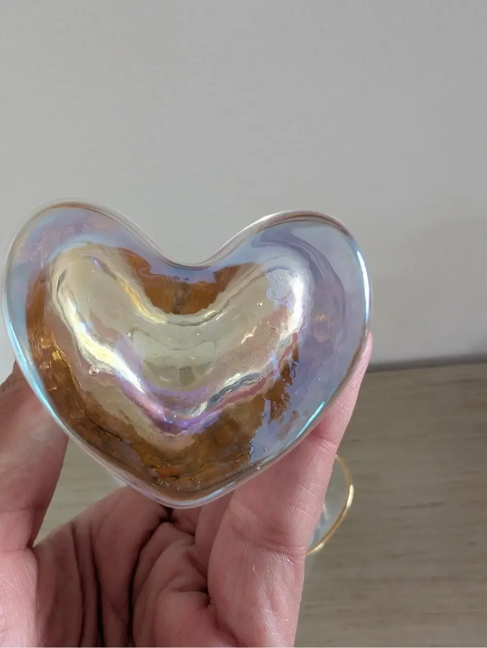 Iridescent Heart Shaped Drinking Juice Glasses Glassware Valentine's Romance